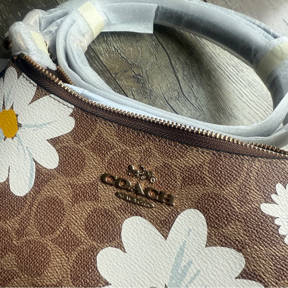 Coach Teri Shoulder Bag In Signature Canvas With Floral Print Plus Chain cz586 - Picture 7 of 9